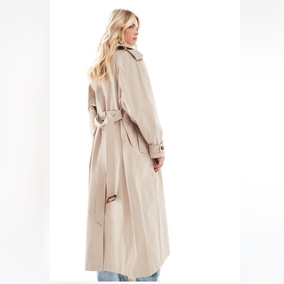 ASOS Miss Selfridge petite belted trench coat in stone size UK 10/US 6 - Picture 3 of 11